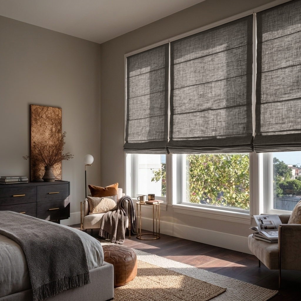 Natural Heavy Weight Linen Roman Blinds - Cotton Lining