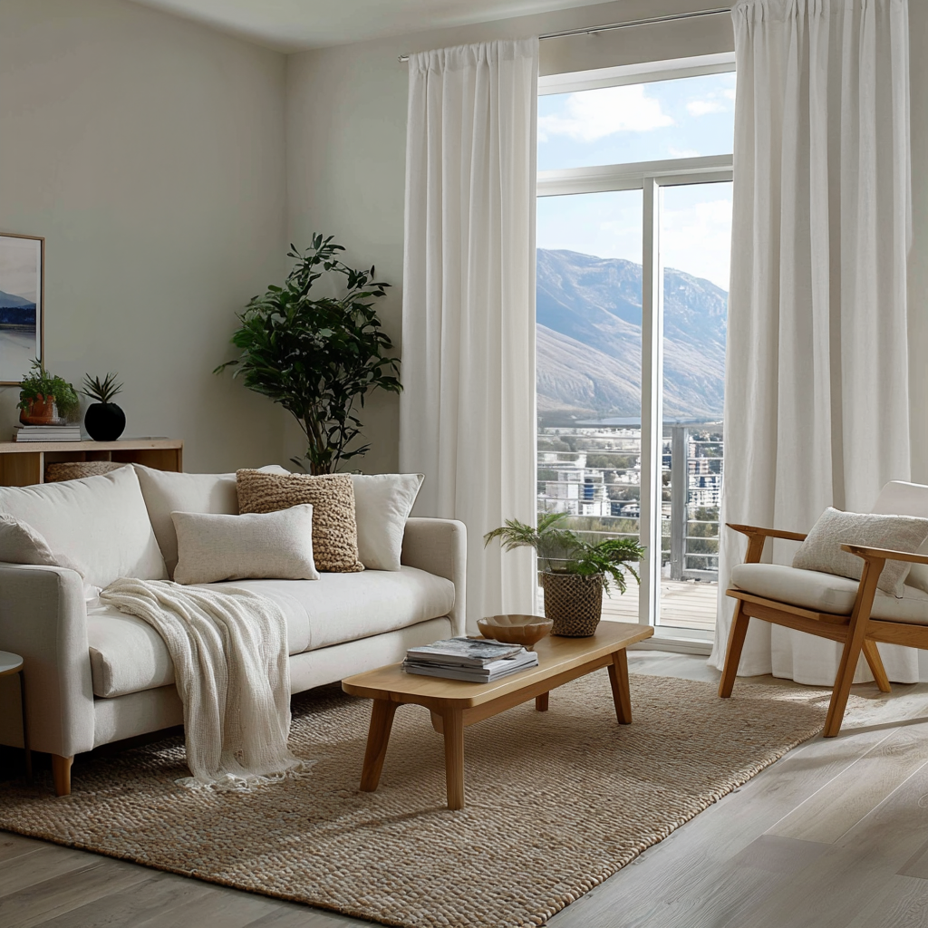 Off-White Heavy Weight Linen Soundproof Curtains with Multitape