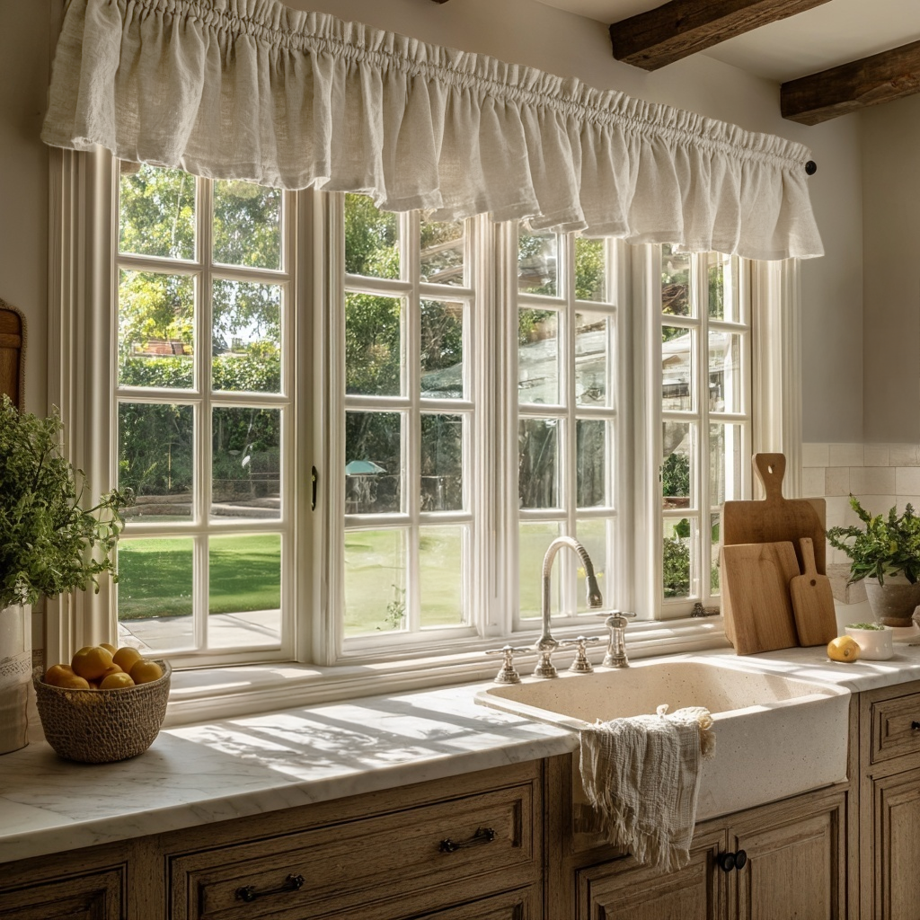 Ecru Heavy Weight Linen Valance - Cotton Lining