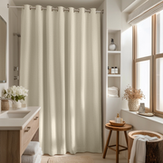 Ecru Heavy Weight Hookless Linen Shower Curtain