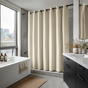 Ecru Heavy Weight Hookless Linen Shower Curtain
