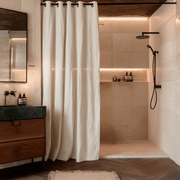 Cream Hookless Linen Shower Curtain