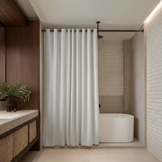 Off-White Hookless Linen Shower Curtain