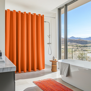 Burnt Orange Hookless Linen Shower Curtain