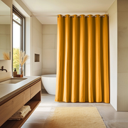 Mustard Yellow Hookless Linen Shower Curtain