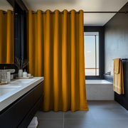 Mustard Yellow Hookless Linen Shower Curtain