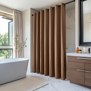 Tawny Brown Hookless Linen Shower Curtain