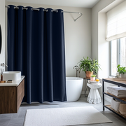 Royal Blue Hookless Linen Shower Curtain