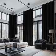 Large Black Velvet Eyelet Blackout Curtains