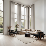 Large Natural Linen Eyelet Curtains