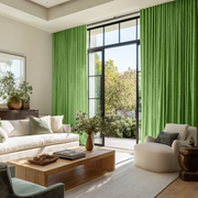 Light Green Velvet Thermal Curtains with Multitape