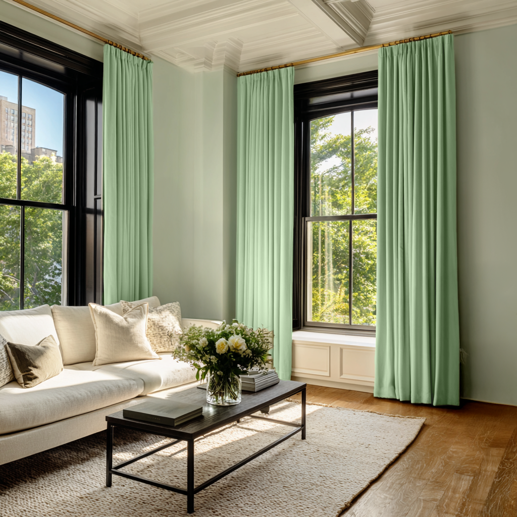 Lime Green Velvet Blackout Pencil Pleat Curtain