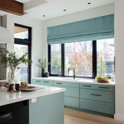 Aquamarine Linen Roman Blinds - Blackout Lining