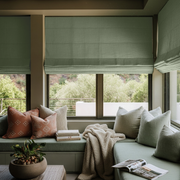 Asparagus Green Linen Roman Blinds - Blackout Lining