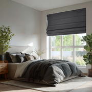 Charcoal Linen Roman Blinds - Blackout Lining