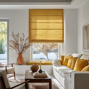 Mustard Yellow Linen Roman Blind - Blackout Lining