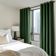 Forest Green Linen Eyelet Curtains - Blackout Lining