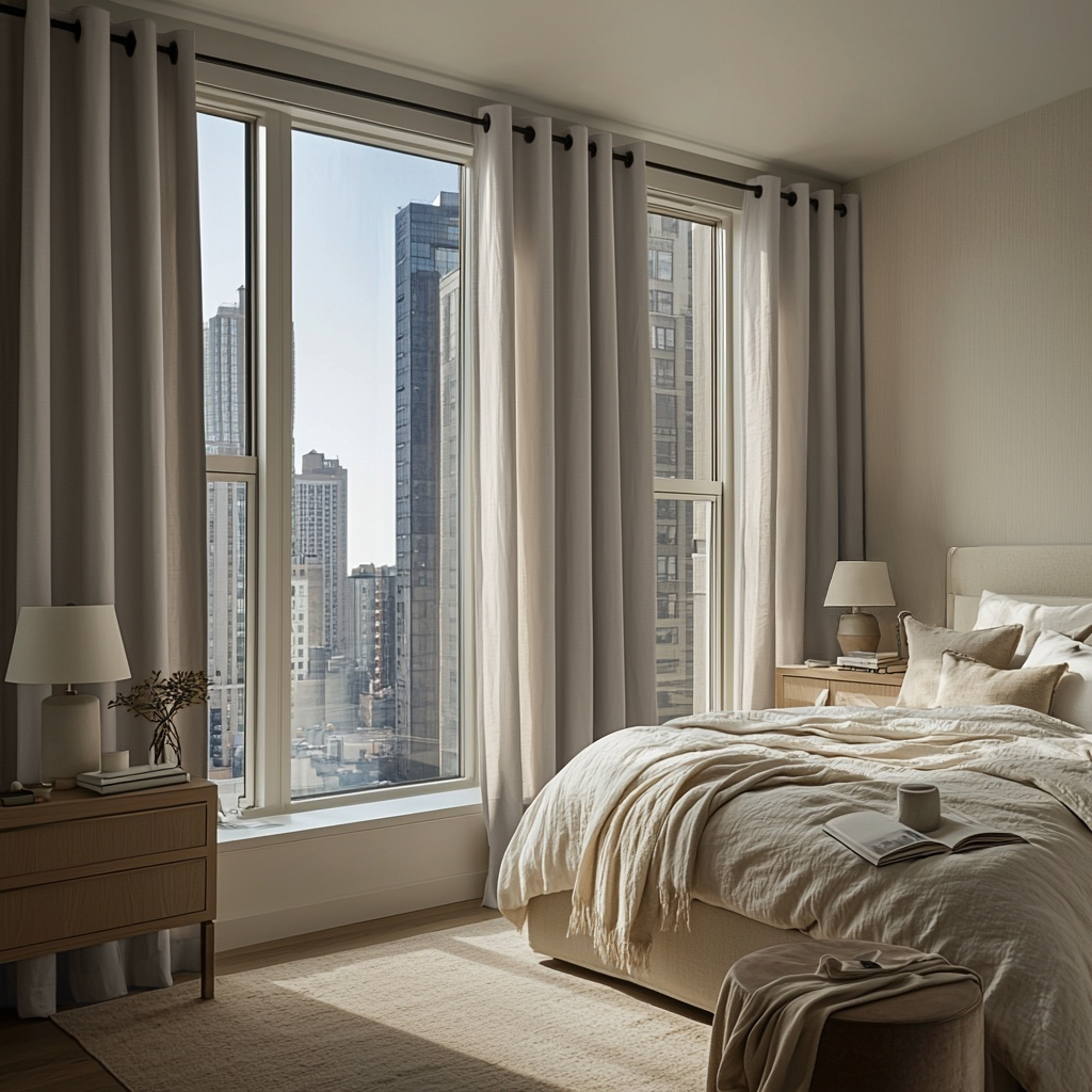 Natural Linen Eyelet Curtains - Cotton Lining