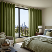 Olive Green Linen Eyelet Curtains - Cotton Lining