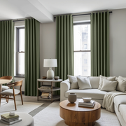 Sage Green Linen Eyelet Curtains - Cotton Lining