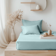 Aquamarine Blue Linen Fitted Sheet