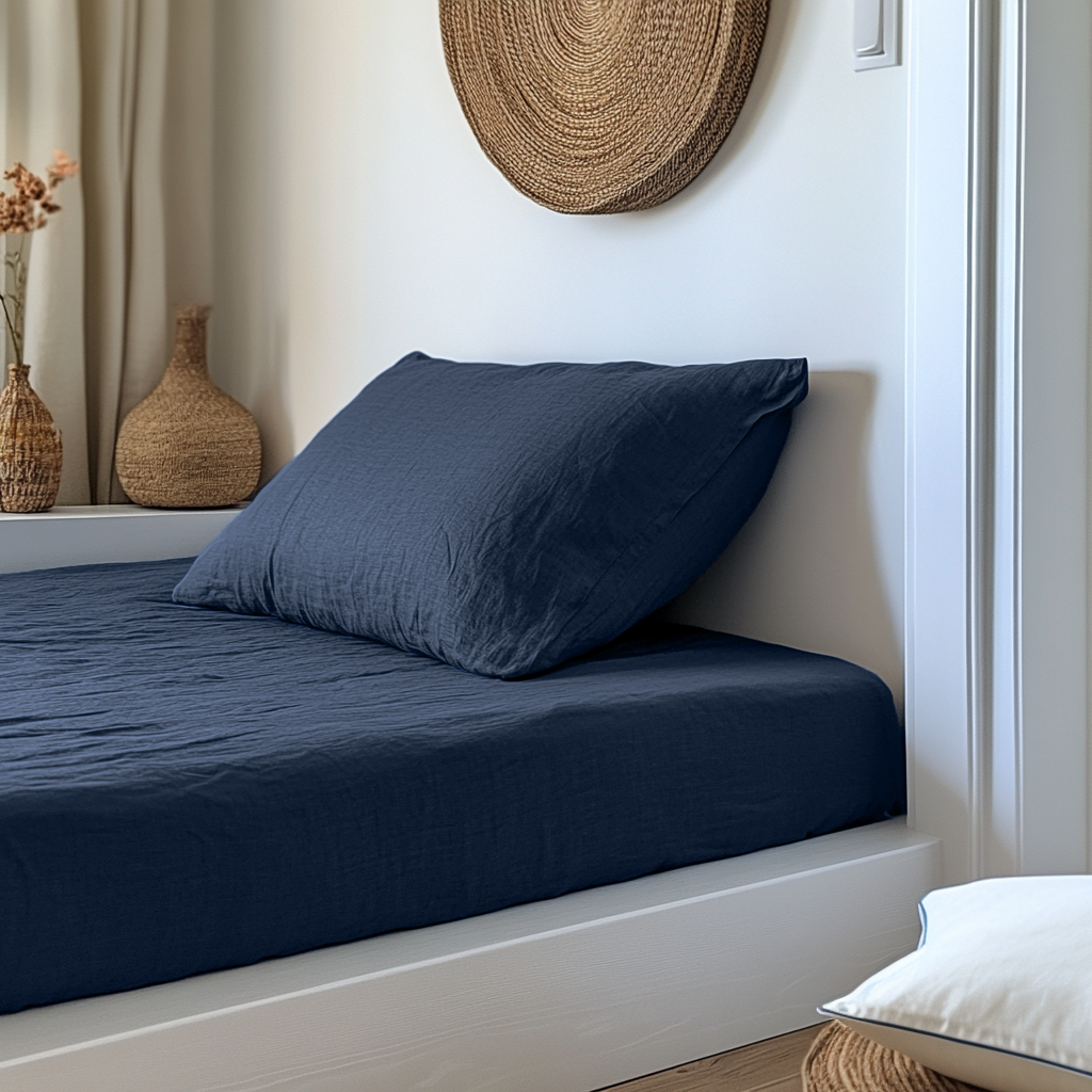 Royal Blue Linen Fitted Sheet