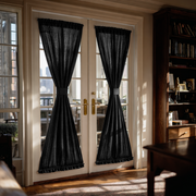 Black Linen French Door Curtains