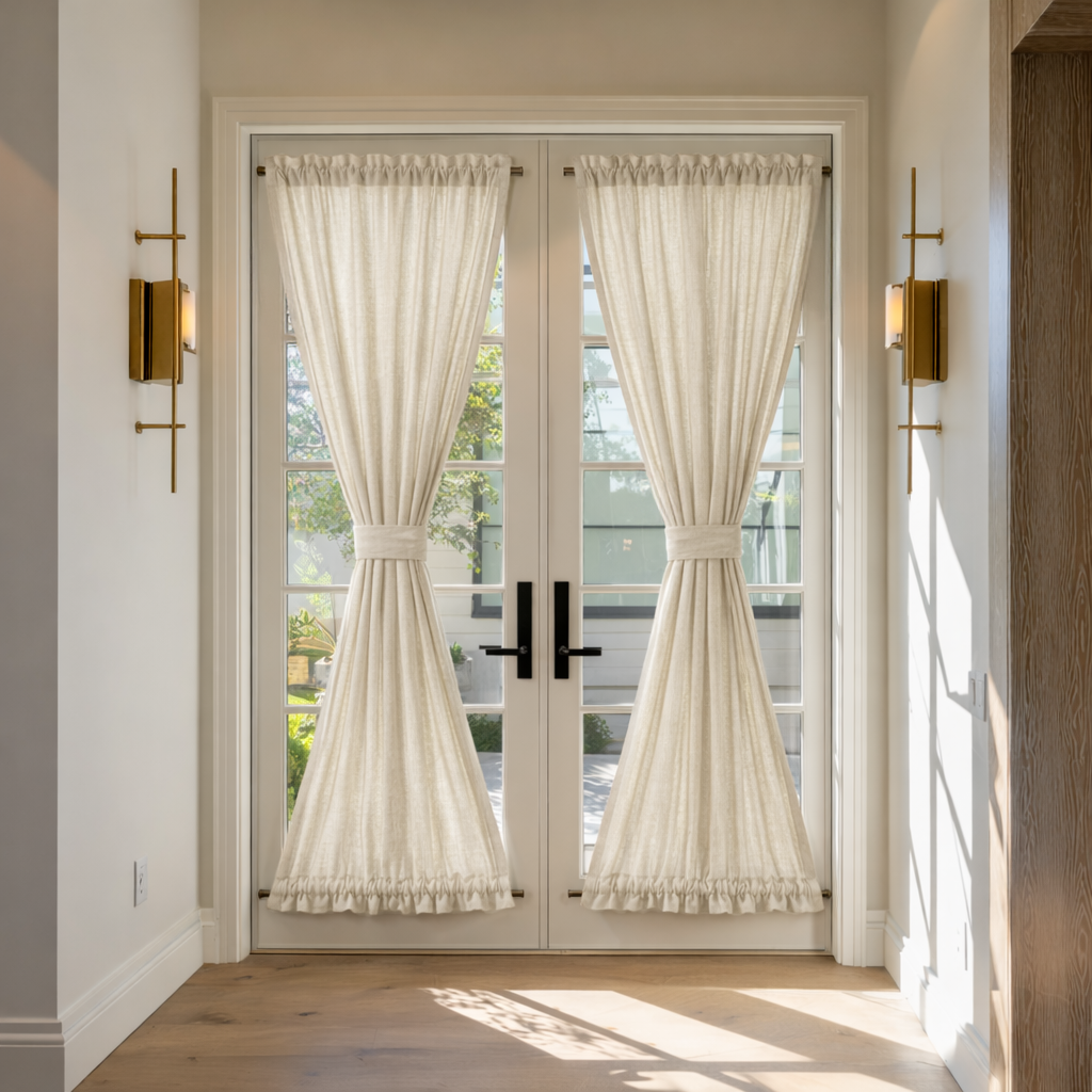 Cream Linen French Door Curtains