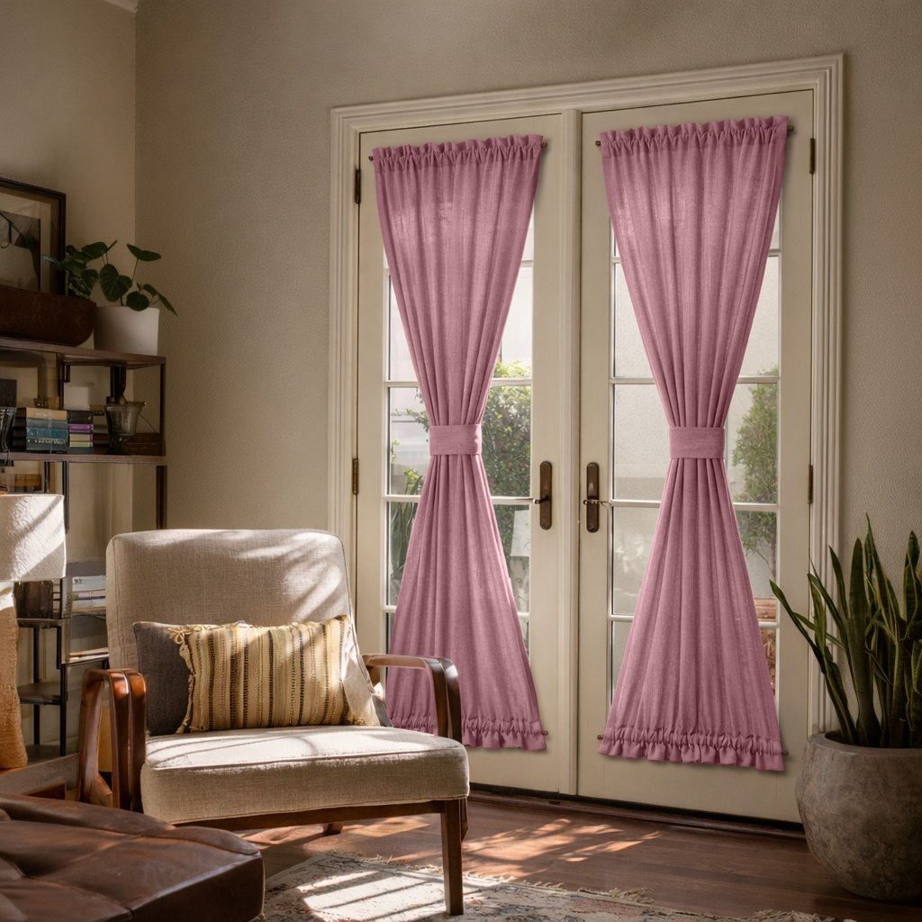 Dusty Rose Linen French Door Curtains