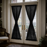 Black Linen French Door Curtains