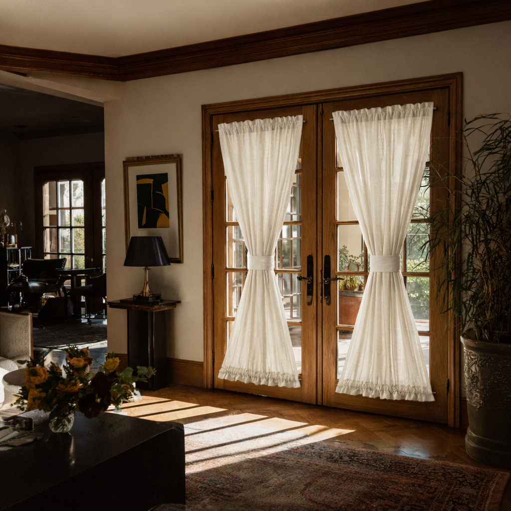 Cream Linen French Door Curtains