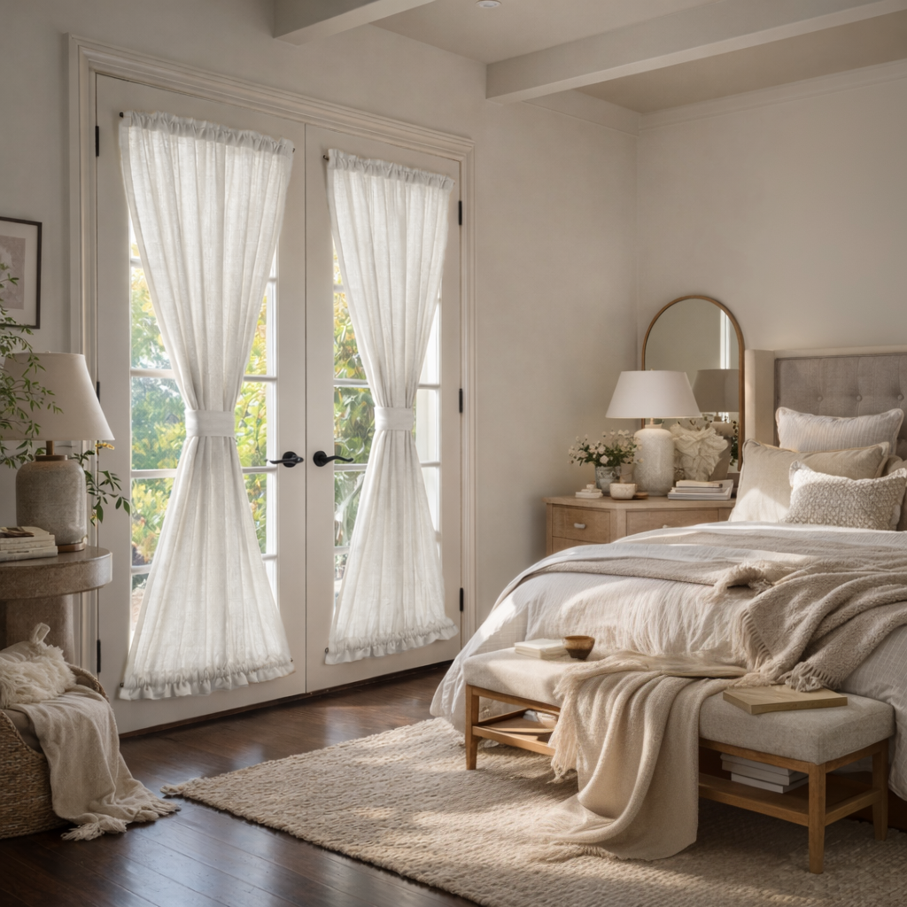Off-White Linen French Door Curtains