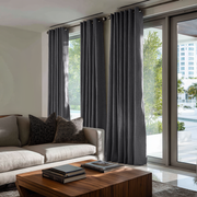Dim Grey Linen Eyelet Curtain - Cotton Lining