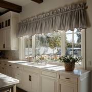 Natural Linen Kitchen Valance - Cotton Lining