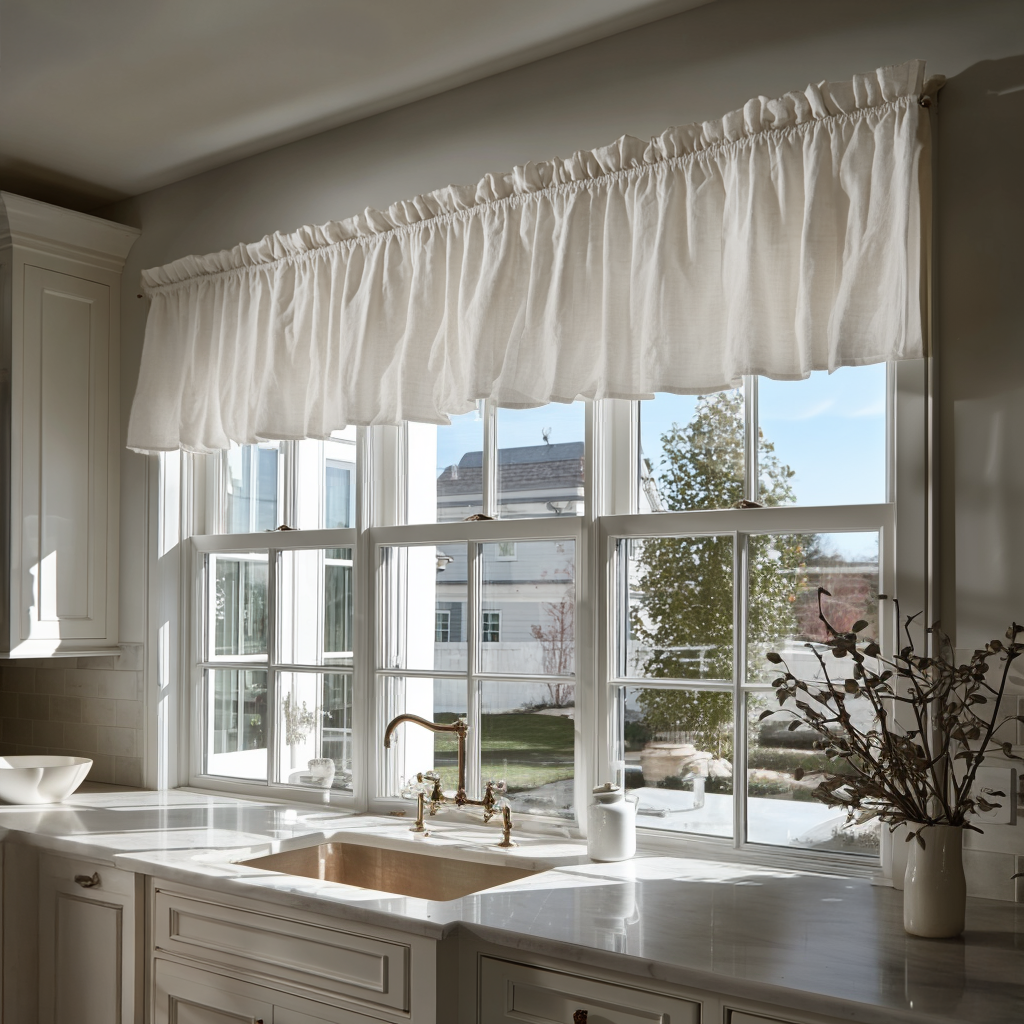 Off-White Linen Kitchen Valance - Cotton Lining