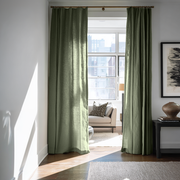 Sage Green Linen Doorway Curtains with Multitape