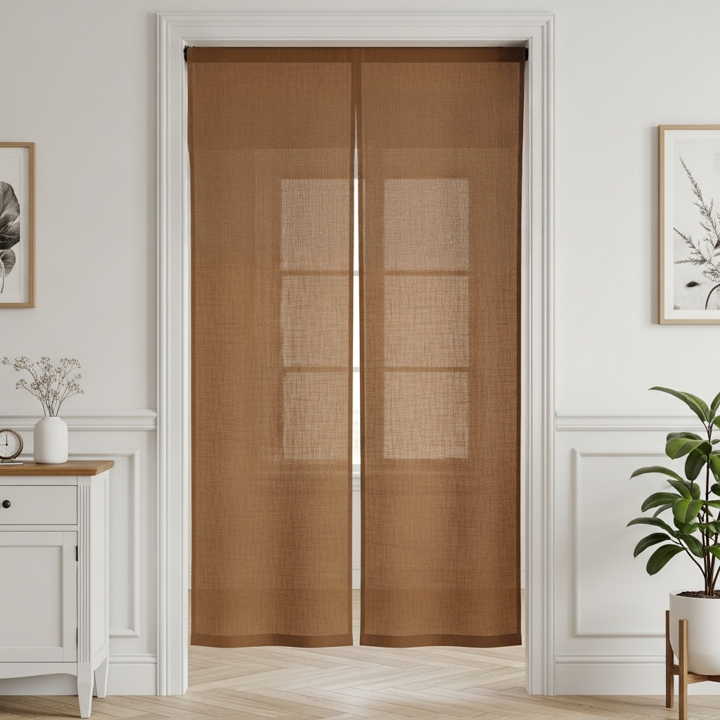 Tawny Brown Linen Noren Curtain
