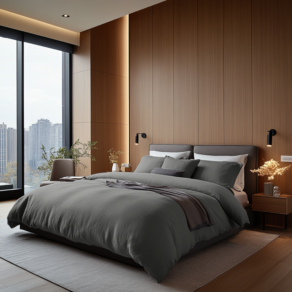 Dim Grey Linen Quilt Cover