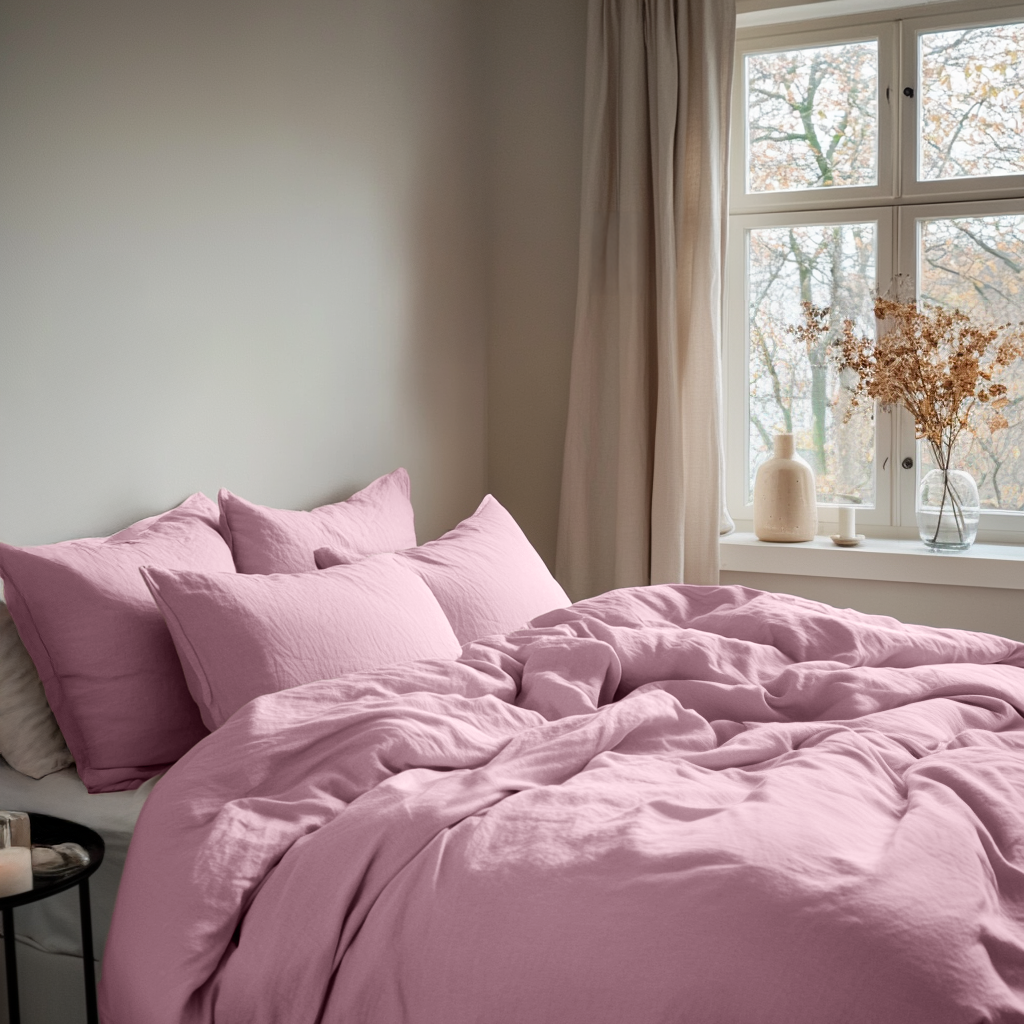 Dusty Rose Linen Quilt Cover