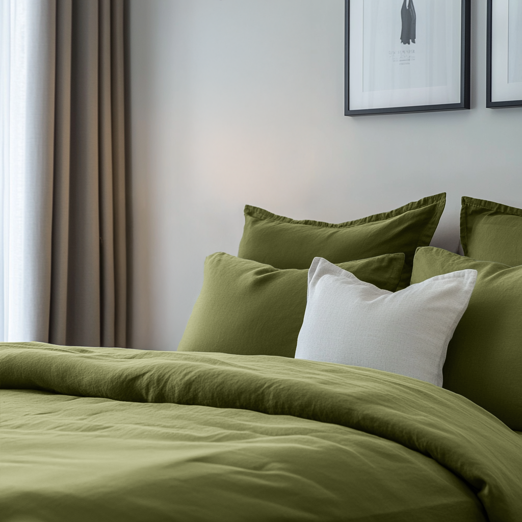 Moss Green Linen Quilt Cover