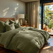 Olive Green Linen Quilt Cover