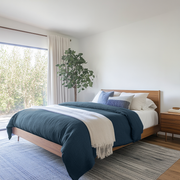 Peacock Blue Linen Quilt Cover