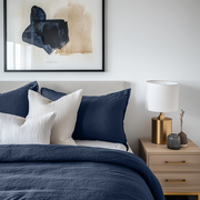 Royal Blue Linen Quilt Cover