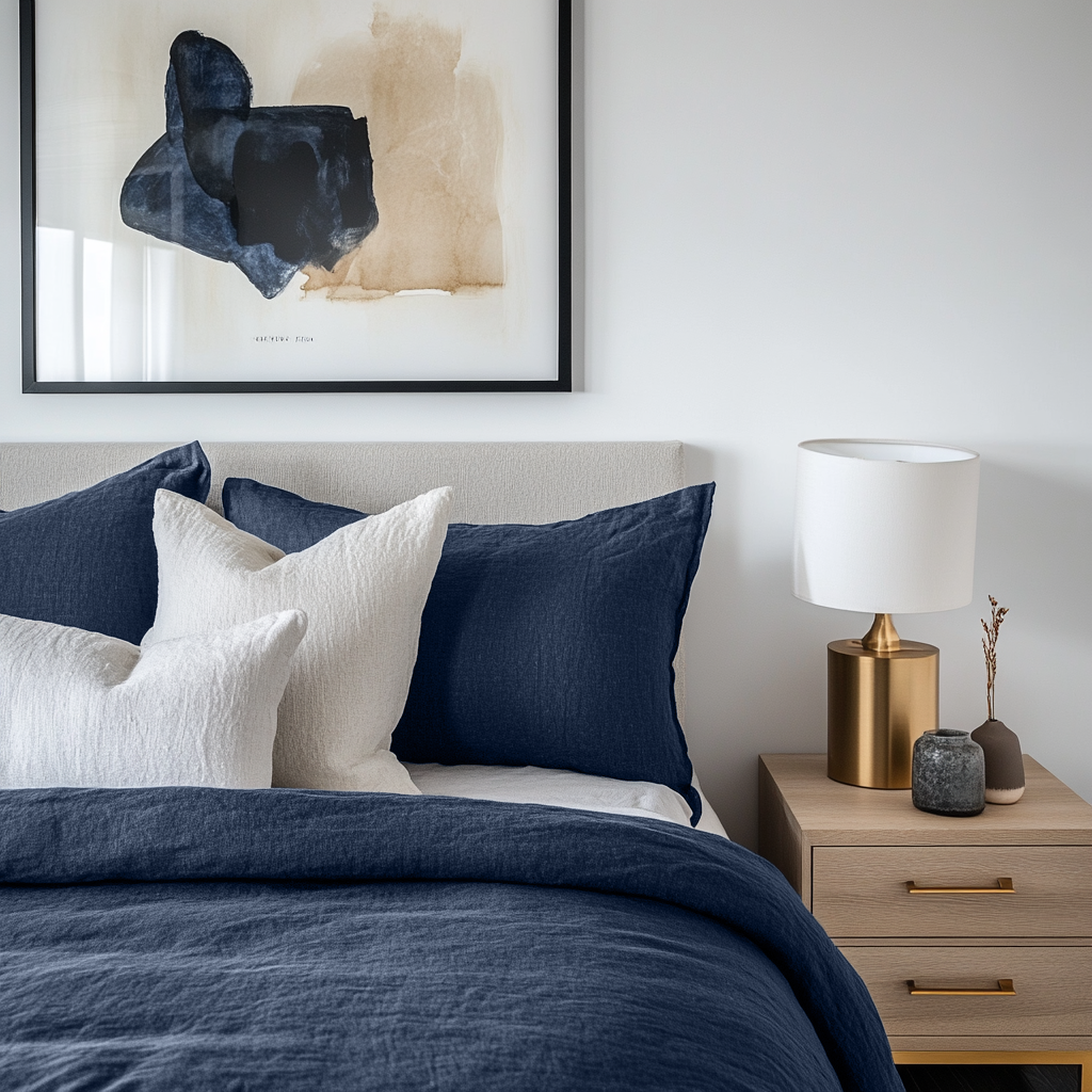 Royal Blue Linen Quilt Cover