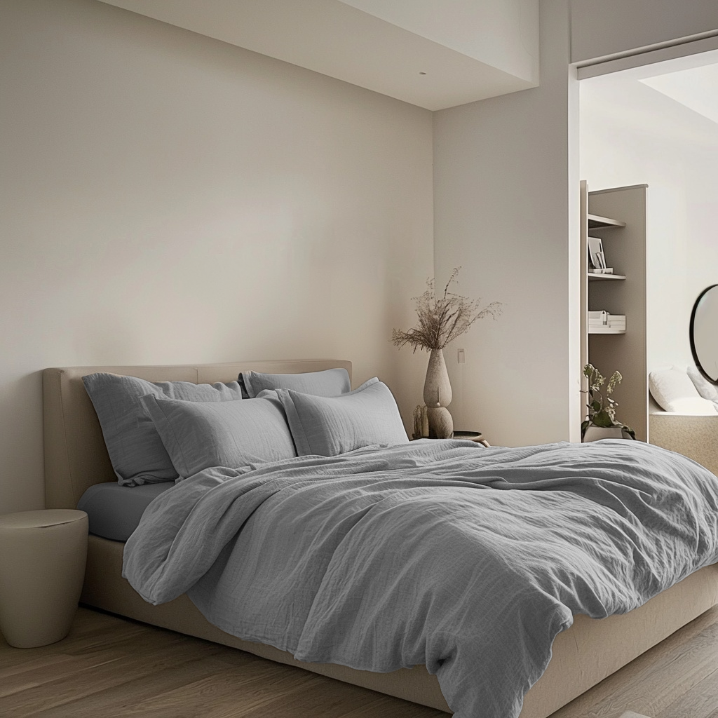 Stone Grey Linen Quilt Cover