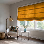 Mustard Yellow Linen Relaxed Roman Blind - Cotton Lining