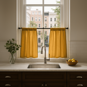 Mustard Yellow Linen Cafe Curtains