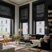 Black Linen Roman Blinds
