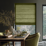 Moss Green Linen Roman Blinds - Cotton Lining