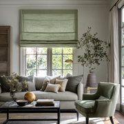 Olive Green Linen Roman Blinds - Cotton Lining